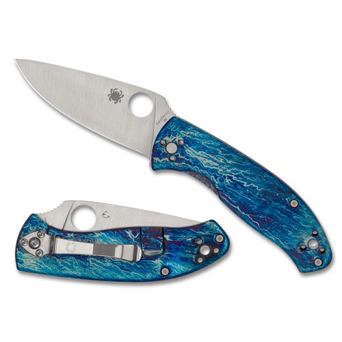 Spyderco Tenacious Ti Disarray Blue/Silver Pocket Knife