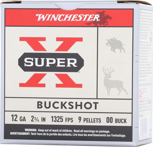 Winchester Super X 12 Gauge 2.75" 00 Buckshot 9 Pellets Box of 25