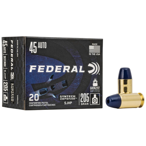 Federal Syntech Defense 45 ACP Ammo 205 Grain Segmented Jacketed Hollow Point Box of 20