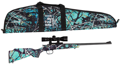 Crickett KSA2172BSC My First Rifle Package Bolt Action Rifle 22 Long Rifle 16.1" Blued Steel Barrel and Receiver Muddy Girl Serenity Synthetic Stock