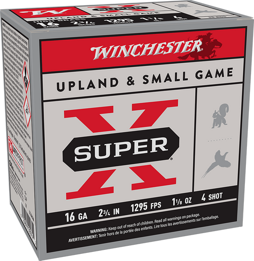 Winchester Super-X 16 Gauge Ammo 2-3/4" #4 Shot 1-1/8 oz Box of 25
