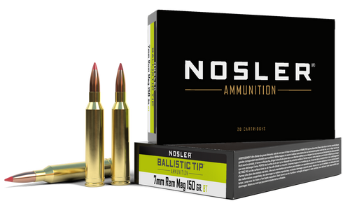 Nosler BT 7mm Remington Magnum Ammo 150 Grain Nosler Ballistic Tip Polymer Tip Box of 20