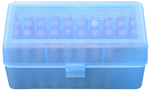 MTM Case-Gard R-50 Ammo Box, 50 Rounds, Clear Blue