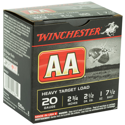 Winchester AA Target 20 Gauge Ammo 2-3/4" #7.5 Lead Shot 1 oz Box of 25