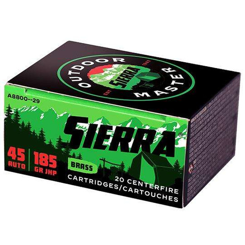 Sierra Outdoor Master .45 ACP Ammo 185 Grain JHP Box of 20