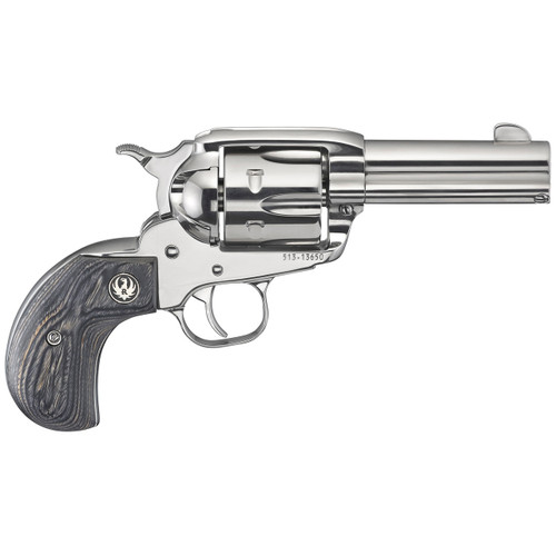Ruger Vaquero 357 Magnum Revolver 3.75" Stainless Barrel 6 Round Birdshead Black Laminate Grip