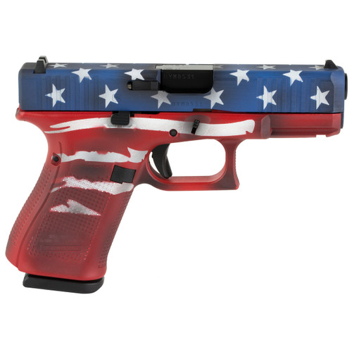 Glock 19 Gen5 9mm Luger Pistol 4.02" Barrel 15+1 Round Red White Blue Battle Worn Flag Cerakote