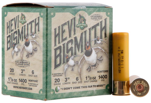 Environ Metal Inc HEVI-Bismuth Shotshells 20 Gauge Ammo 3" 1-1/8 oz #6 1400 fps Box of 25