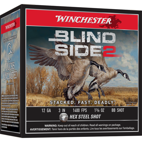Winchester Blind Side 2 12 Gauge Ammo 3" 1-3/8 oz #BB Shot Box of 25