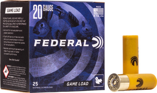 Federal Game Load 20 Gauge Ammo 2.75" #6 Shot 7/8 oz 1210 fps Box of 250
