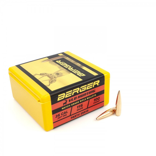 Berger .25 cal 115 VLD Hunt Bullet 100/Box