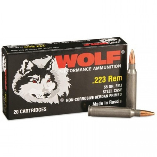 WOLF 223 55gr FMJ STEEL CASE
