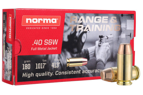 Norma Range & Training Ammunition 40 S&W 180 Grain Full Metal Jacket 50ct