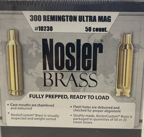 Nosler Unprimed Brass Cases For 300 Remington Ultra Magnum (10230), Not Loaded