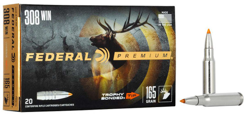 Federal Premium 308 Winchester Ammo 165 Grain Trophy Bonded Tip Box of 20
