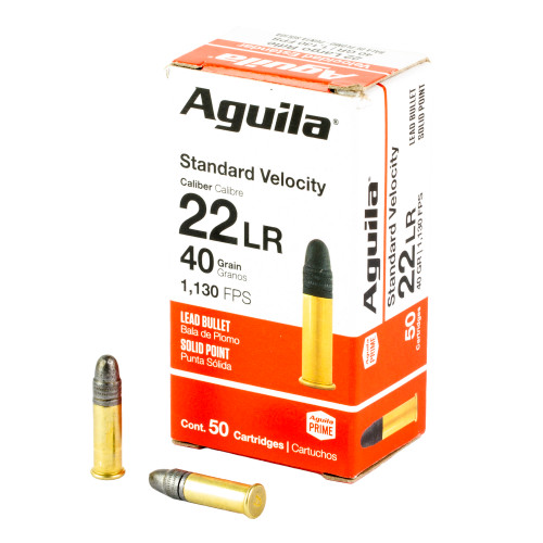 Aguila Standard Velocity 22 LR Ammo 40 Grain Solid Point Box of 50