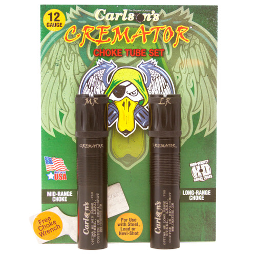Carlson's Cremator Choke Tubes, 12 Gauge, Non-Ported, Mid & Long Range, Beretta Optima HP .708/.718, 2-Pack