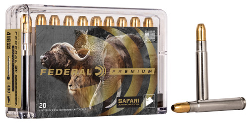 Federal Premium Safari 416 Remington Magnum Ammo 400 Grain Speer Trophy Bonded Sledgehammer Bonded Flat Nose Box of 20