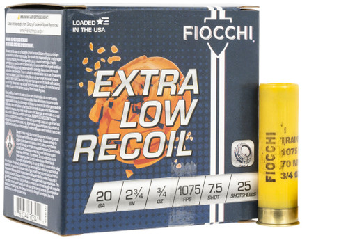 Fiocchi Low Recoil Trainer 20 Gauge Ammo 2-3/4" 3/4 oz #7.5 Box of 25