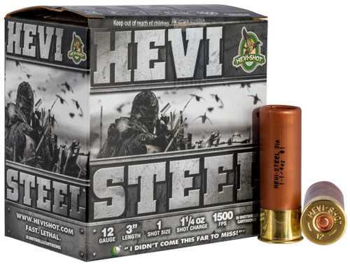 Hevi-Shot Hevi-Steel Waterfowl 12 Gauge Ammo 3" #1 Steel Shot 1-1/4 oz Box of 25