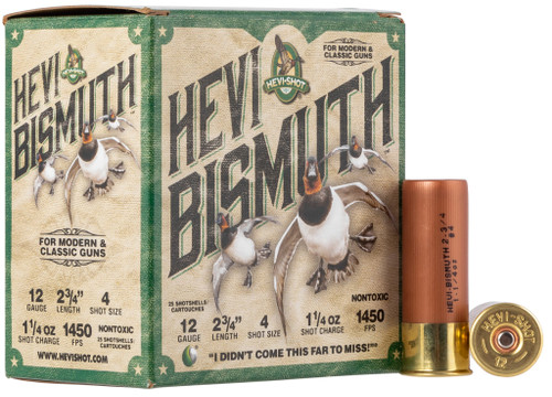 Hevi-Shot Hevi-Bismuth 12 Gauge Ammo 2-3/4" #4 Bismuth Shot 1-1/4 oz Box of 25