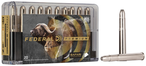 Federal Premium Safari 470 Nitro Express Ammo 500 Grain Federal Trophy Bonded Bonded Jacketed Soft Point Box of 20