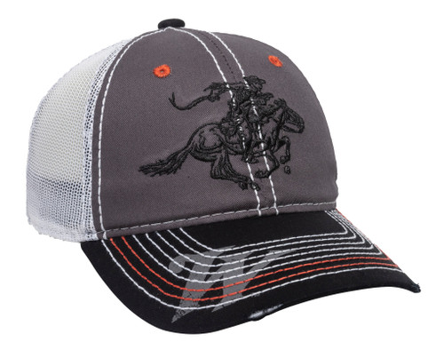 Winchester Mens Mesh Horse and Rider Logo Hat Gray/Black/White