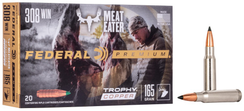 Federal Premium Trophy Copper 308 Winchester Ammo 165 Grain Federal Trophy Copper Polymer Tip Lead Free Box of 20