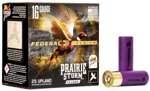 Federal Premium Prairie Storm 16 Gauge Ammo 2-3/4" 1-1/8 oz #4 Shot Box of 25