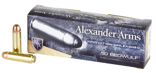 Alexander Arms 50 Beowulf Ammo 350 Grain Hornady XTP Jacketed Hollow Point Box of 20