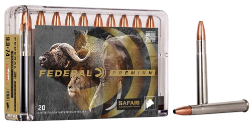 Federal Premium Safari 9.3x74mm Rimmed Ammo 286 Grain Swift A-Frame Jacketed Soft Point Box of 20