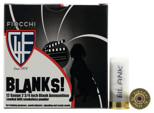 Fiocchi 12 Gauge 2 3/4 Inch Blank Shotgun Ammunition, 25 Rounds per Box