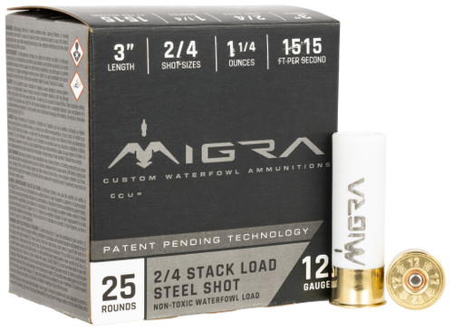 Migra Waterfowl Steel Shot 12 Gauge Ammo 3" 1-1/4 oz #2 Box of 25