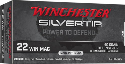 Winchester Silvertip .22 Winchester Magnum Rimfire (WMR) Ammo 40 Grain Jacketed Hollow Point Box of 50