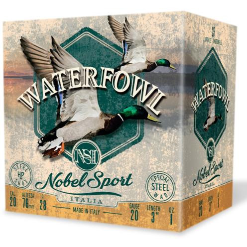 Nobel Sport Steel Waterfowl 20 Gauge Ammo 3" #4 Steel Shot 1 oz Box of 25