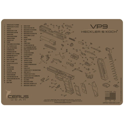 Cerus Gear H&K VP9 Handgun Cleaning Mat Coyote Tan 12" x 17"