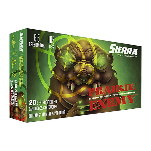 Sierra Bullets Prairie Enemy 6.5 Creedmoor Ammo 105 Grain BlitzKing Box of 20