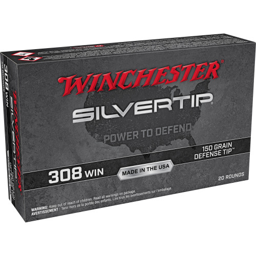 Winchester Silvertip Defender Rifle Ammunition .308 Win 150 gr. Defense Tip 2620 fps 20/ct