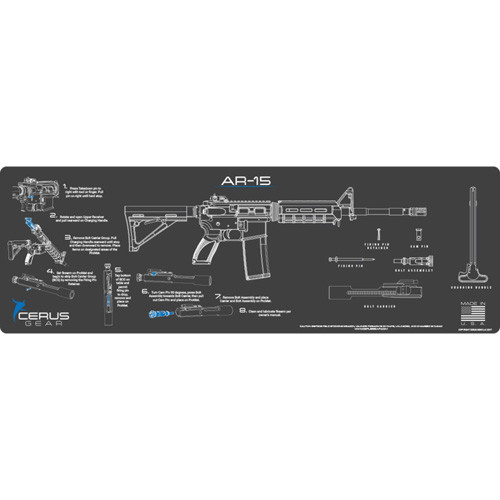 Cerus Gear AR-15 ProMat Gun Cleaning Mat Charcoal Gray/Blue