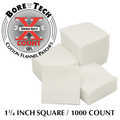 Bore Tech Gun Cleaning Patches 250 Caliber, 38 Caliber, 7mm to 6/6.5mm BR Square Cotton 1000PK