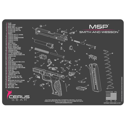 Cerus Gear SW MP Handgun Cleaning Mat Charcoal Gray/Pink 12" x 17"