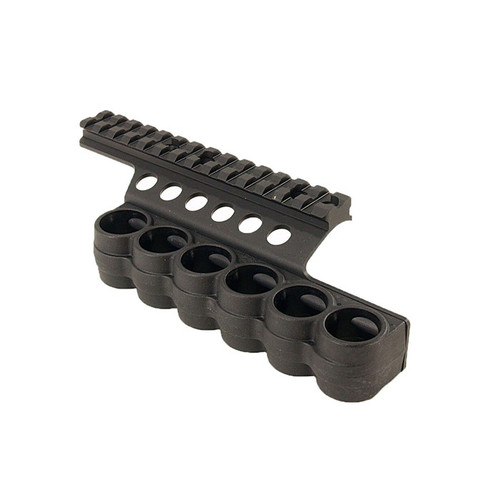 Mesa Tactical Sureshell Shotgun Ammo Carrier with 5-1/2" Picatinny Optic Rail 12 Gauge Benelli Super Nova 6-Round Polymer Black