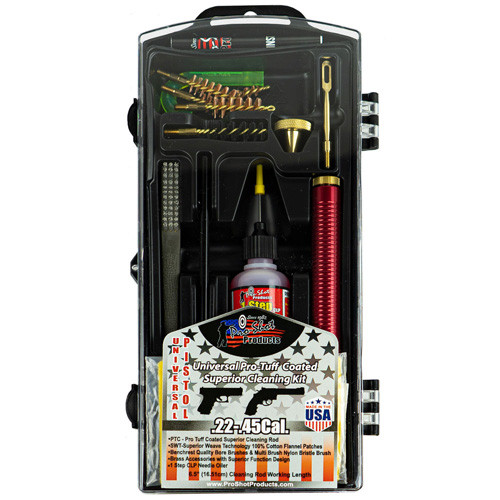 Pro-Shot Pistol Cleaning Kit Black Coated Rod 22 to 45 Caliber