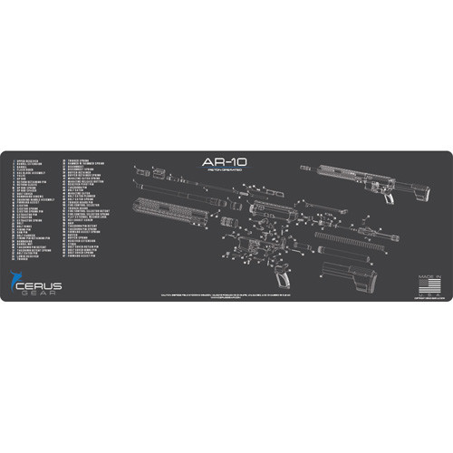 Cerus Gear AR-10 Schematic Rifle Promat 12" x 36" Charcoal Gray/Cerus Blue