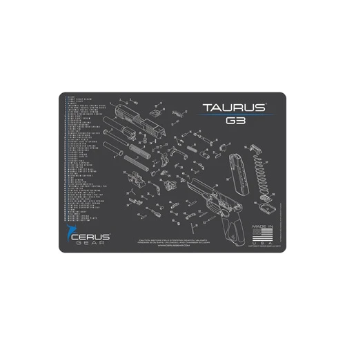 Cerus Gear Taurus G3 Handgun Cleaning Mat 12" x 17" Charcoal Gray/Cerus Blue