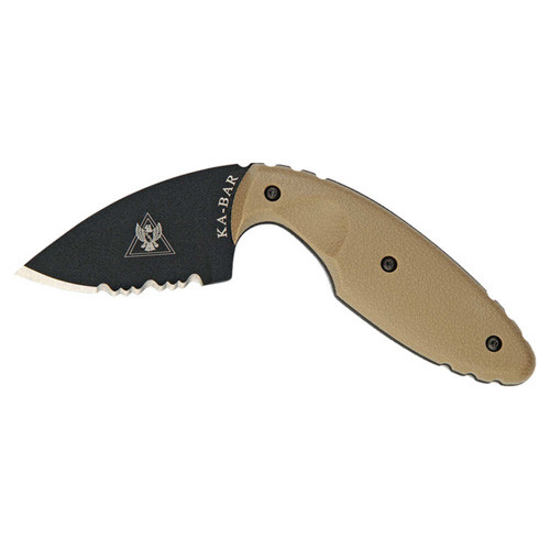 Ka-Bar TDI Law Enforcement Fixed Blade Knife 2.42" Half-Serrated AUS 8 Black Blade Textured Handle Coyote Brown
