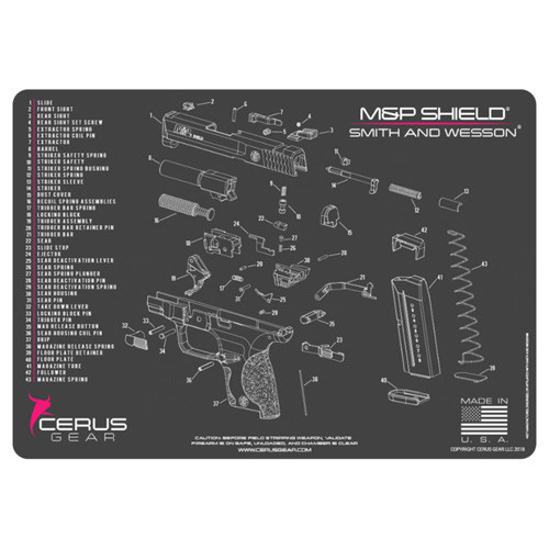 Cerus Gear M&P Shield Schematic Pro Mat Charcoal Gray/Pink 12" x 17"