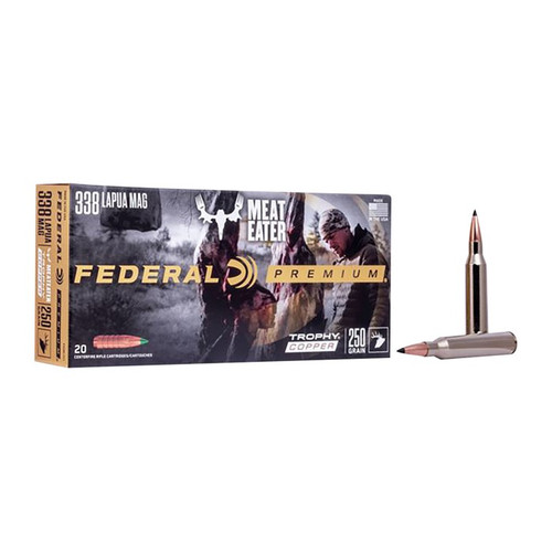 Federal Trophy Copper 338 Lapua Magnum Ammo 250 Grain Copper Polymer Tip Box of 20