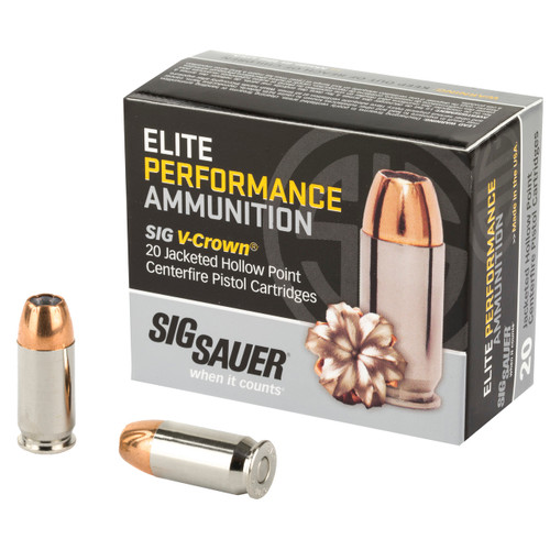 Sig Sauer Elite V-Crown 45 ACP Ammunition 185 Grain JHP 20 Rounds