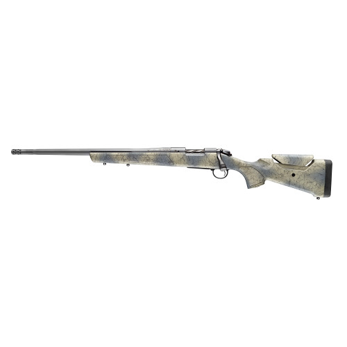 Bergara Sierra Wilderness Bolt Action Rifle 6.5 PRC 20" Left Hand Fluted Sniper Gray Threaded Barrel Cerakote Sniper Gray Frame Woodland Camo Field Stock